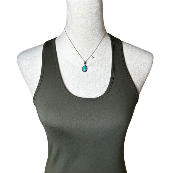 Maze Olive Green Bodycon Stretchy Tank Maxi Dress Side Slits Casual Minimalist - Picture 5 of 10